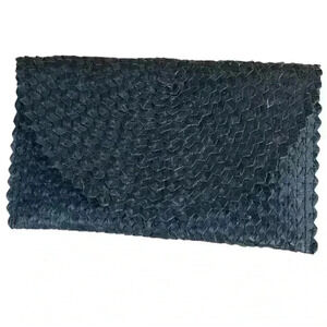 Poppy Sage women’s Straw Clutch/Purses Versatile Fold Over in black no flaws